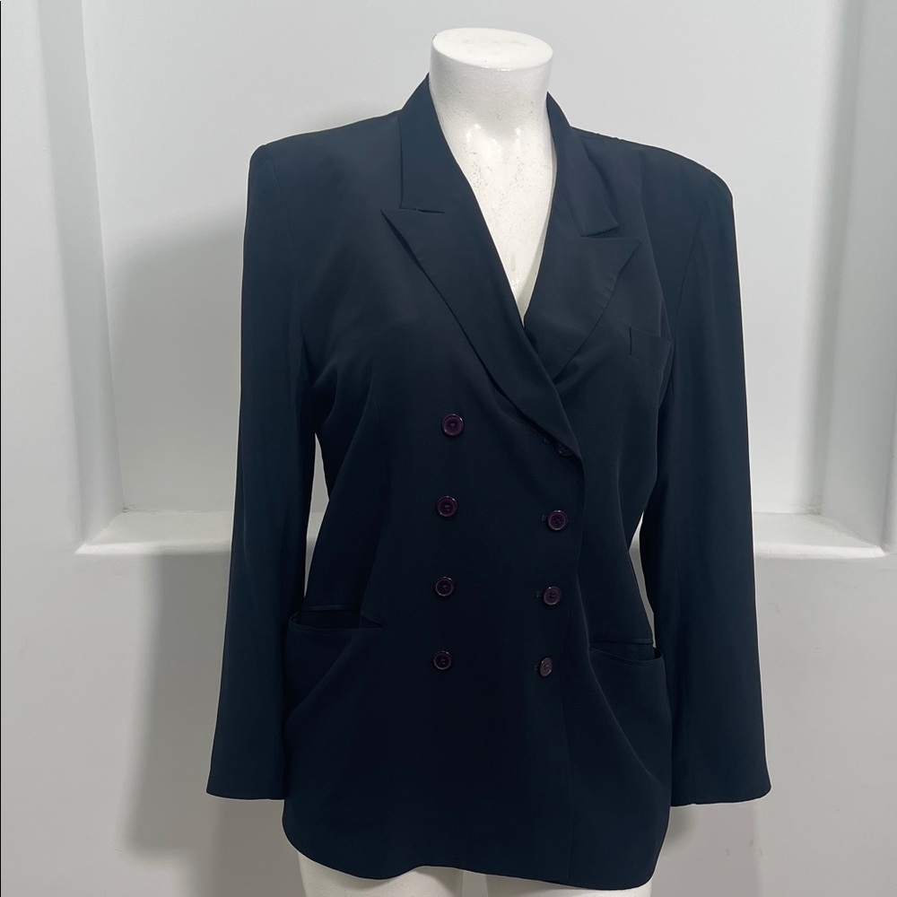 DĶNY Measures 22 Inches Pit Dkny Black Double-Breasted Women's Blazer